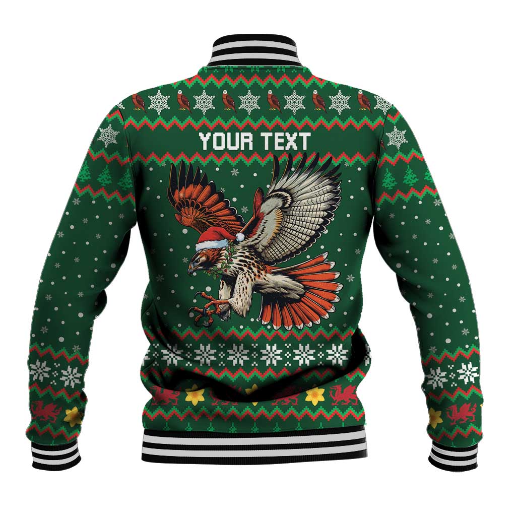 Personalized Radnorshire Wales Christmas Baseball Jacket Red-Tailed Hawk Design - Wonder Print Shop