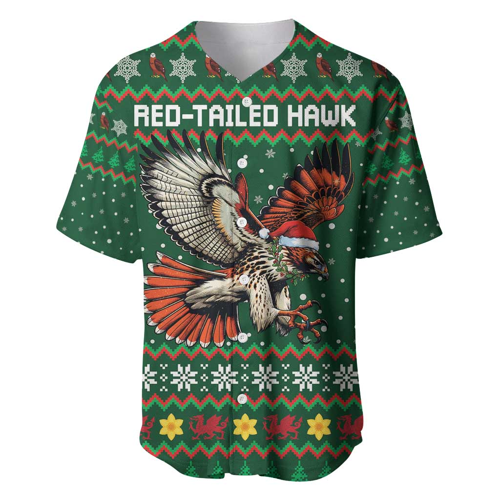Personalized Radnorshire Wales Christmas Baseball Jersey Red-Tailed Hawk Design - Wonder Print Shop