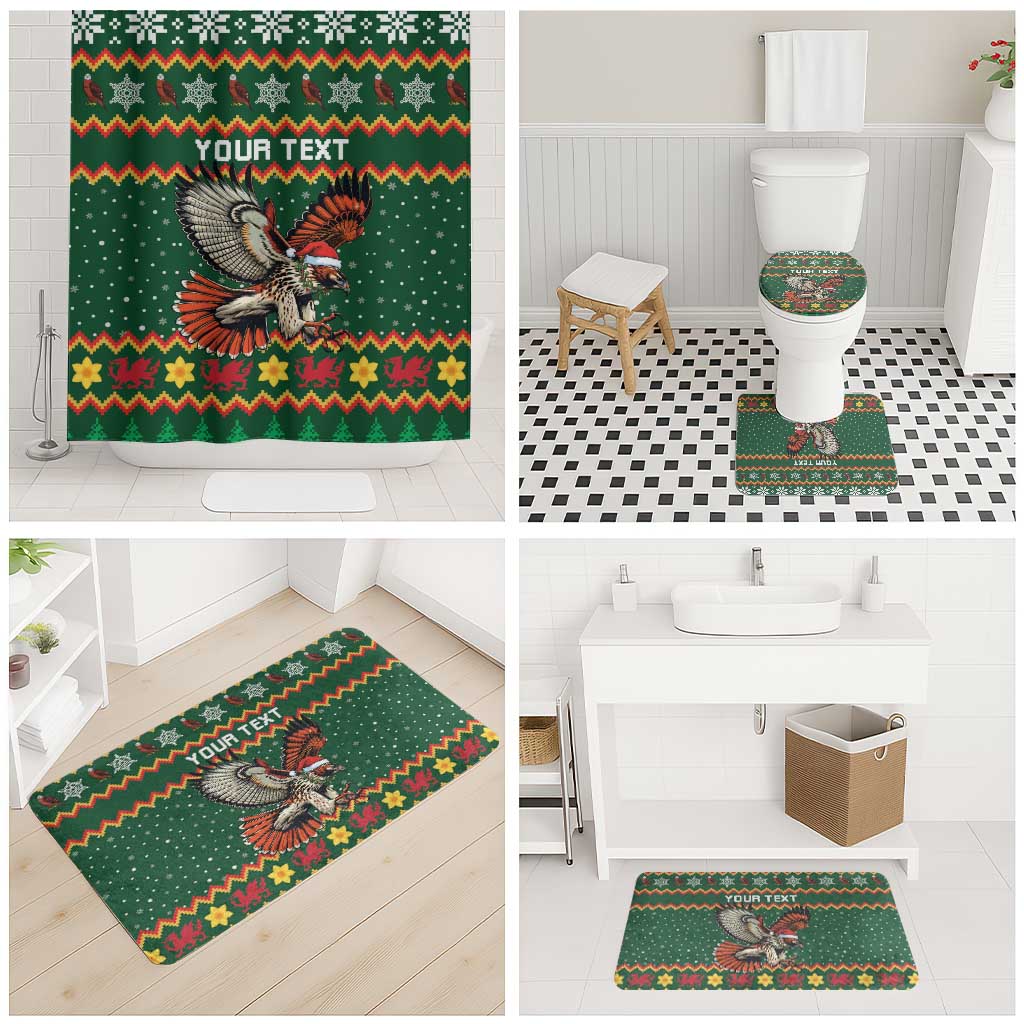 Personalized Radnorshire Wales Christmas Bathroom Set Red-Tailed Hawk Design - Wonder Print Shop