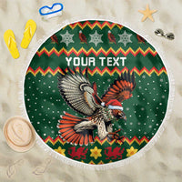 Personalized Radnorshire Wales Christmas Beach Blanket Red-Tailed Hawk Design - Wonder Print Shop