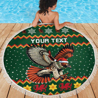 Personalized Radnorshire Wales Christmas Beach Blanket Red-Tailed Hawk Design - Wonder Print Shop
