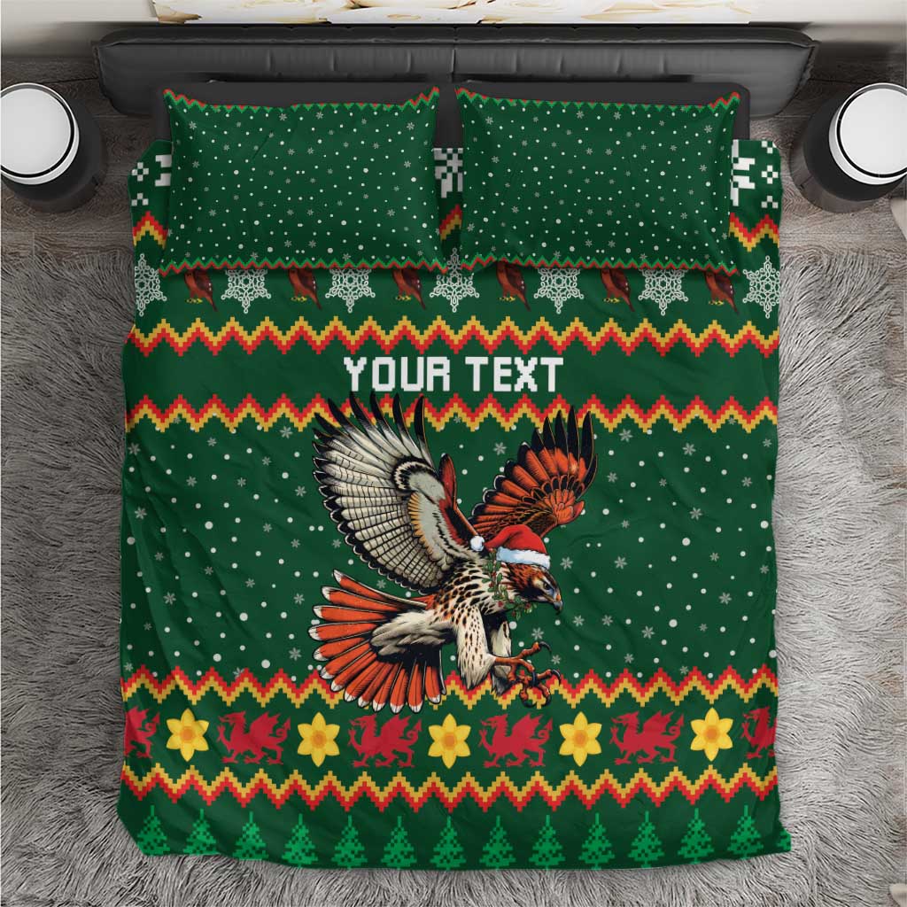 Personalized Radnorshire Wales Christmas Bedding Set Red-Tailed Hawk Design - Wonder Print Shop