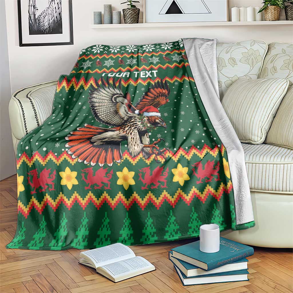 Personalized Radnorshire Wales Christmas Blanket Red-Tailed Hawk Design - Wonder Print Shop