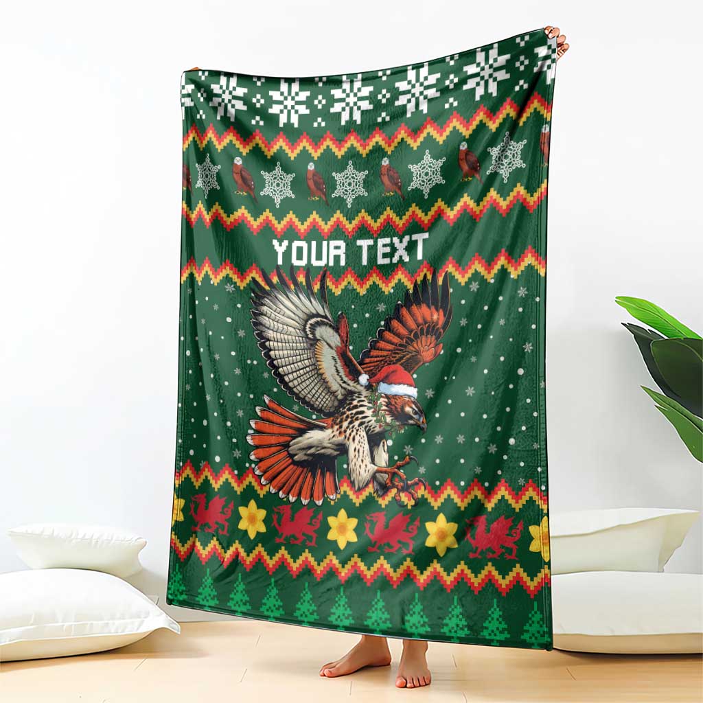 Personalized Radnorshire Wales Christmas Blanket Red-Tailed Hawk Design - Wonder Print Shop