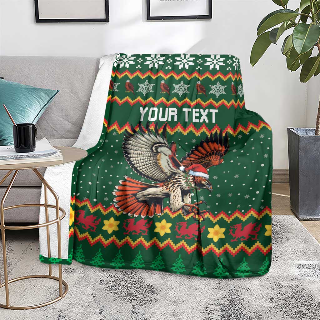 Personalized Radnorshire Wales Christmas Blanket Red-Tailed Hawk Design - Wonder Print Shop