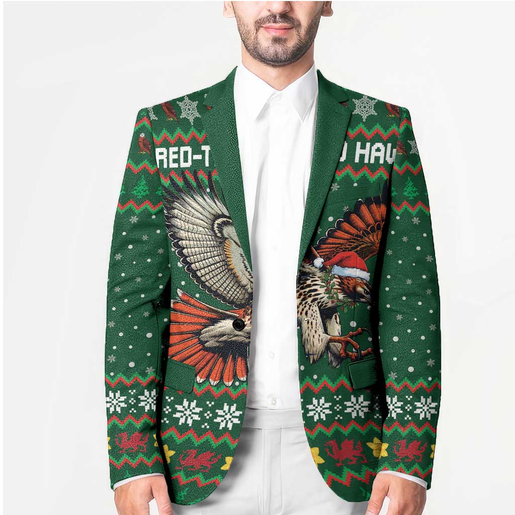 Personalized Radnorshire Wales Christmas Blazer Red-Tailed Hawk Design - Wonder Print Shop
