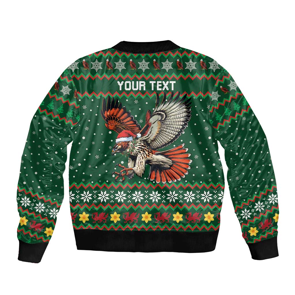 Personalized Radnorshire Wales Christmas Bomber Jacket Red-Tailed Hawk Design - Wonder Print Shop