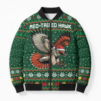 Personalized Radnorshire Wales Christmas Bomber Puffer Jacket Red-Tailed Hawk Design - Wonder Print Shop
