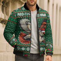 Personalized Radnorshire Wales Christmas Bomber Puffer Jacket Red-Tailed Hawk Design - Wonder Print Shop