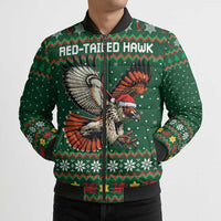 Personalized Radnorshire Wales Christmas Bomber Puffer Jacket Red-Tailed Hawk Design - Wonder Print Shop
