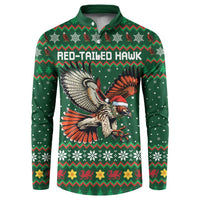 Personalized Radnorshire Wales Christmas Button Sweatshirt Red-Tailed Hawk Design - Wonder Print Shop