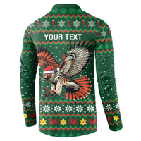 Personalized Radnorshire Wales Christmas Button Sweatshirt Red-Tailed Hawk Design - Wonder Print Shop