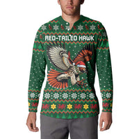 Personalized Radnorshire Wales Christmas Button Sweatshirt Red-Tailed Hawk Design - Wonder Print Shop