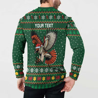 Personalized Radnorshire Wales Christmas Button Sweatshirt Red-Tailed Hawk Design - Wonder Print Shop