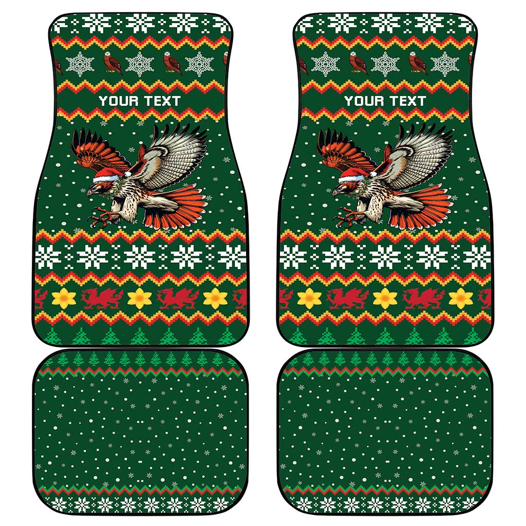 Personalized Radnorshire Wales Christmas Car Mats Red-Tailed Hawk Design - Wonder Print Shop