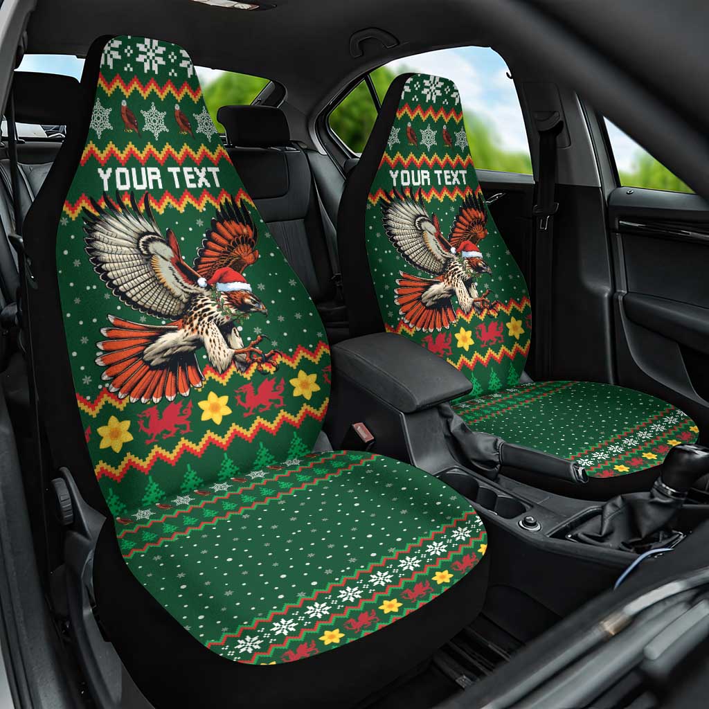 Personalized Radnorshire Wales Christmas Car Seat Cover Red-Tailed Hawk Design - Wonder Print Shop
