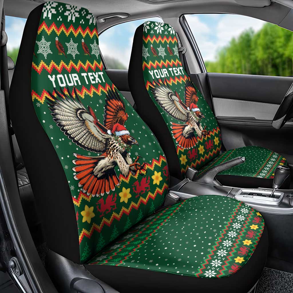 Personalized Radnorshire Wales Christmas Car Seat Cover Red-Tailed Hawk Design - Wonder Print Shop