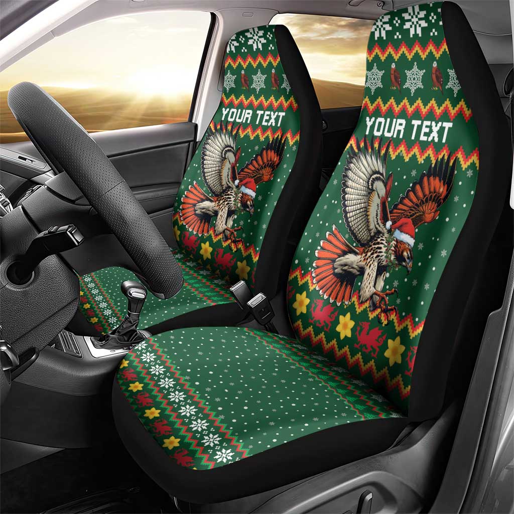 Personalized Radnorshire Wales Christmas Car Seat Cover Red-Tailed Hawk Design - Wonder Print Shop