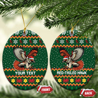 Personalized Radnorshire Wales Christmas Ceramic Ornament Red-Tailed Hawk Design - Wonder Print Shop
