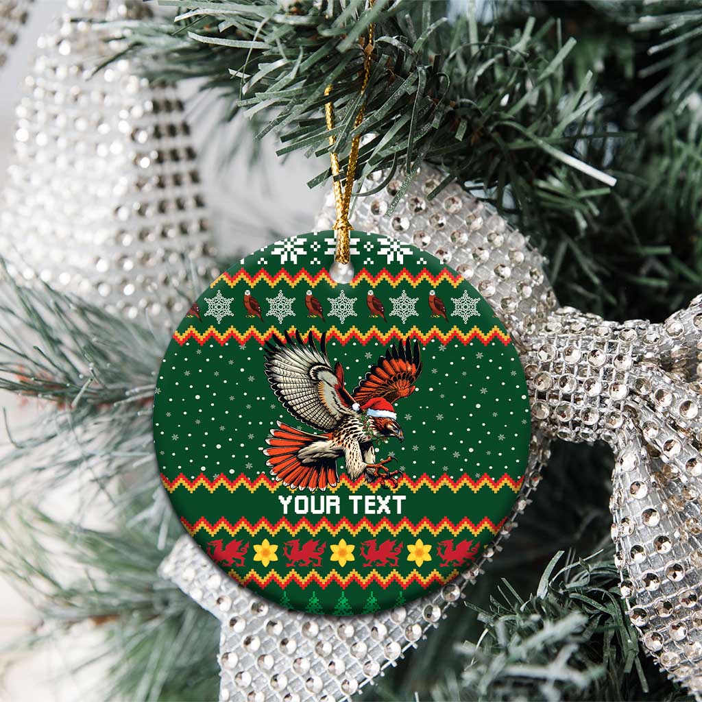 Personalized Radnorshire Wales Christmas Ceramic Ornament Red-Tailed Hawk Design - Wonder Print Shop