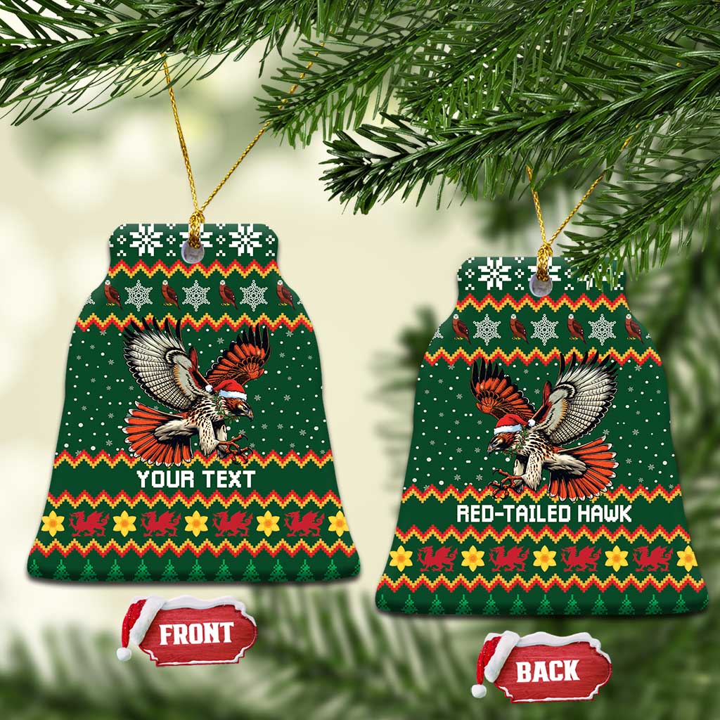 Personalized Radnorshire Wales Christmas Ceramic Ornament Red-Tailed Hawk Design - Wonder Print Shop