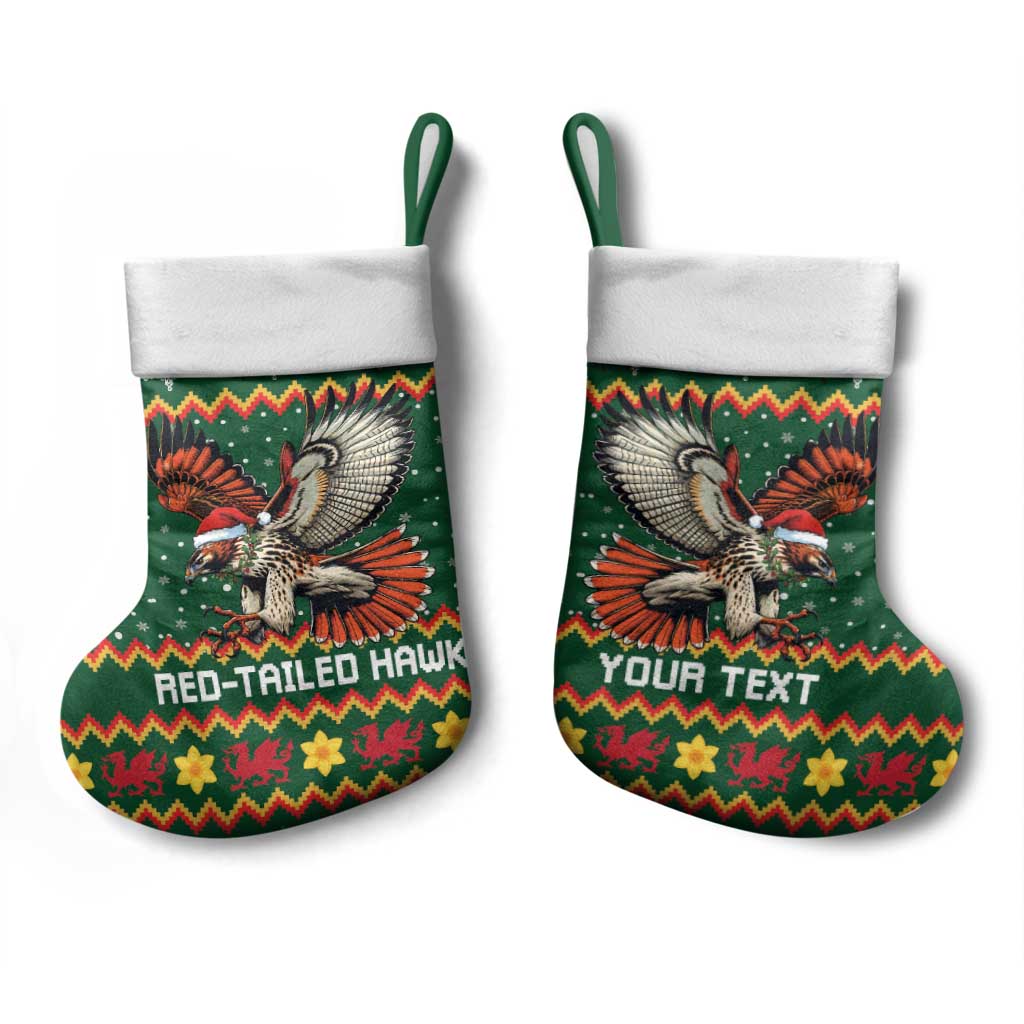 Personalized Radnorshire Wales Christmas Stocking Red-Tailed Hawk Design - Wonder Print Shop