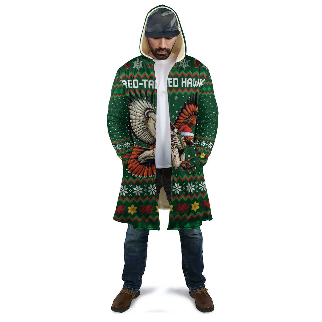 Personalized Radnorshire Wales Christmas Cloak Red-Tailed Hawk Design - Wonder Print Shop