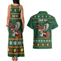 Personalized Radnorshire Wales Christmas Couples Matching Tank Maxi Dress and Hawaiian Shirt Red-Tailed Hawk Design - Wonder Print Shop