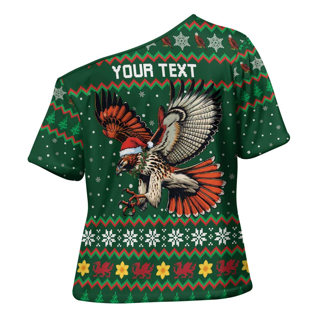 Personalized Radnorshire Wales Christmas Cross Shoulder Shirt Red-Tailed Hawk Design - Wonder Print Shop