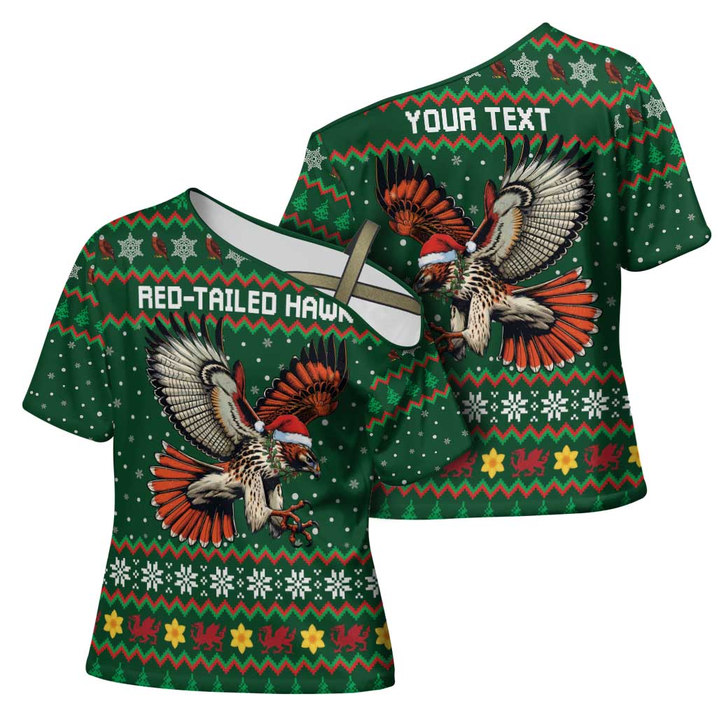 Personalized Radnorshire Wales Christmas Cross Shoulder Shirt Red-Tailed Hawk Design - Wonder Print Shop