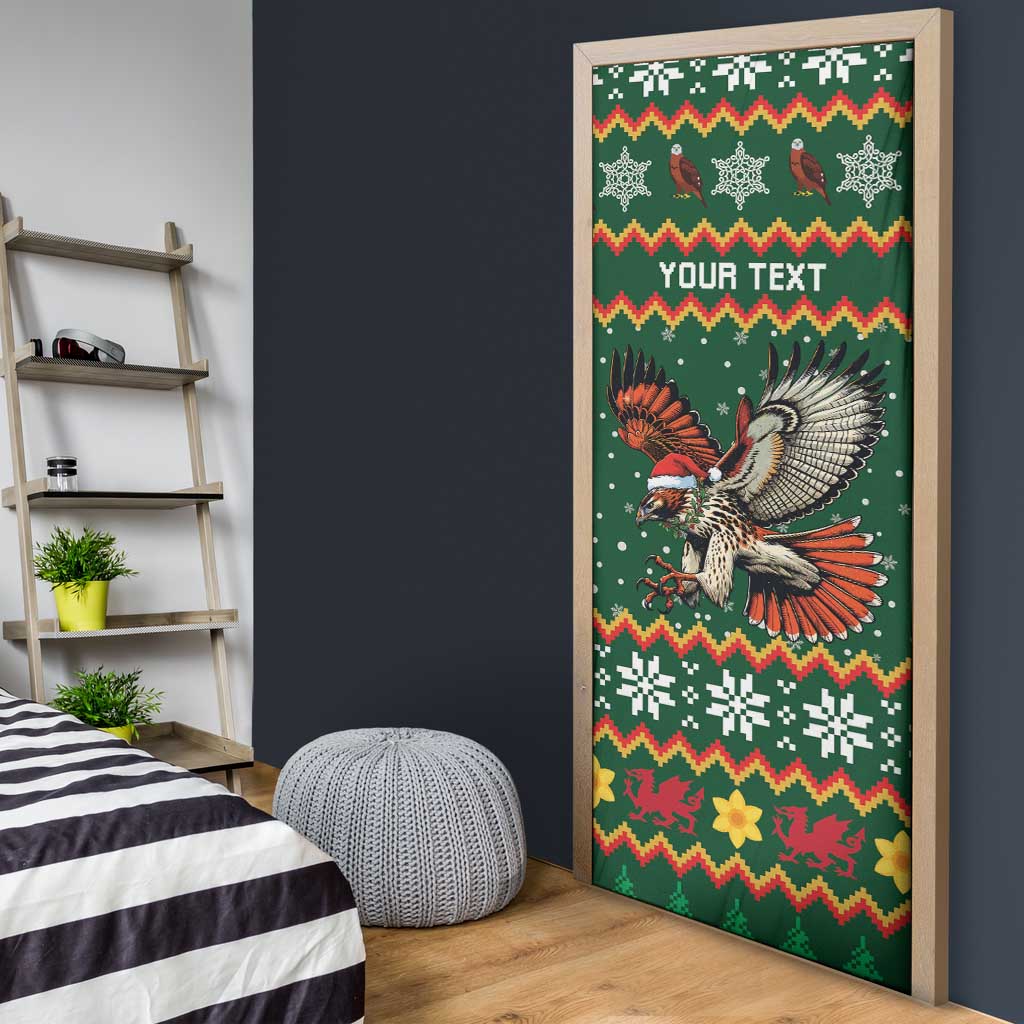 Personalized Radnorshire Wales Christmas Door Cover Red-Tailed Hawk Design - Wonder Print Shop