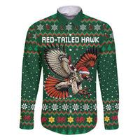 Personalized Radnorshire Wales Christmas Family Matching Long Sleeve Bodycon Dress and Hawaiian Shirt Red-Tailed Hawk Design - Wonder Print Shop