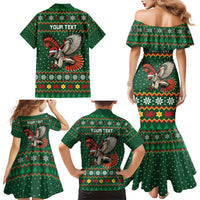 Personalized Radnorshire Wales Christmas Family Matching Mermaid Dress and Hawaiian Shirt Red-Tailed Hawk Design - Wonder Print Shop