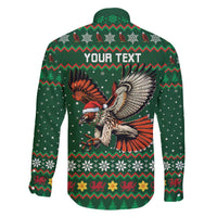 Personalized Radnorshire Wales Christmas Family Matching Off The Shoulder Long Sleeve Dress and Hawaiian Shirt Red-Tailed Hawk Design - Wonder Print Shop