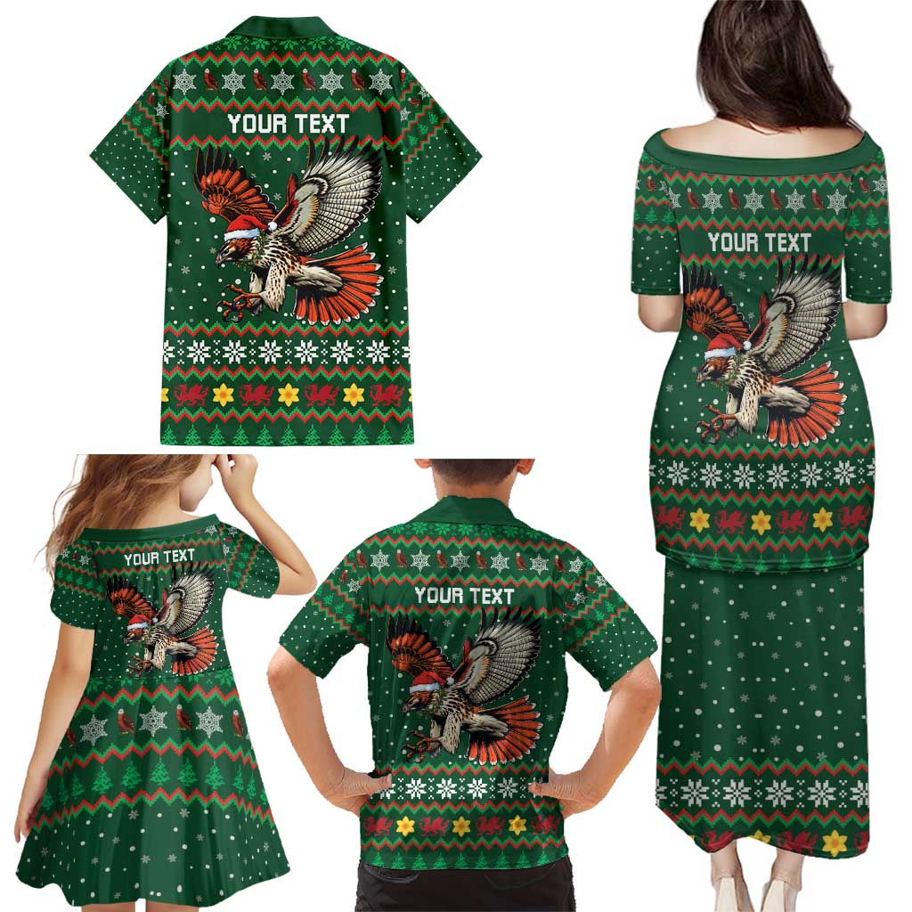 Personalized Radnorshire Wales Christmas Family Matching Puletasi and Hawaiian Shirt Red-Tailed Hawk Design - Wonder Print Shop