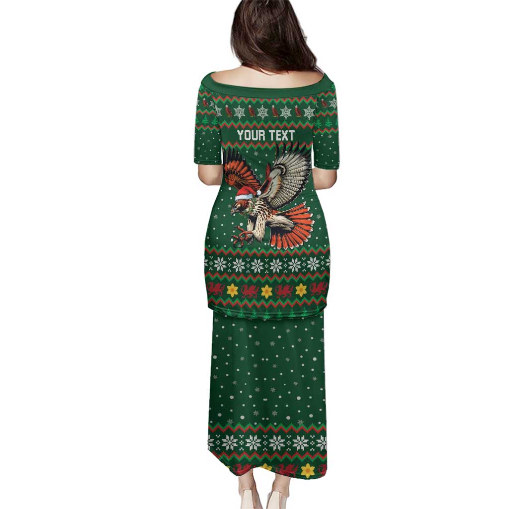 Personalized Radnorshire Wales Christmas Family Matching Puletasi and Hawaiian Shirt Red-Tailed Hawk Design - Wonder Print Shop
