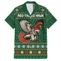 Personalized Radnorshire Wales Christmas Family Matching Short Sleeve Bodycon Dress and Hawaiian Shirt Red-Tailed Hawk Design - Wonder Print Shop