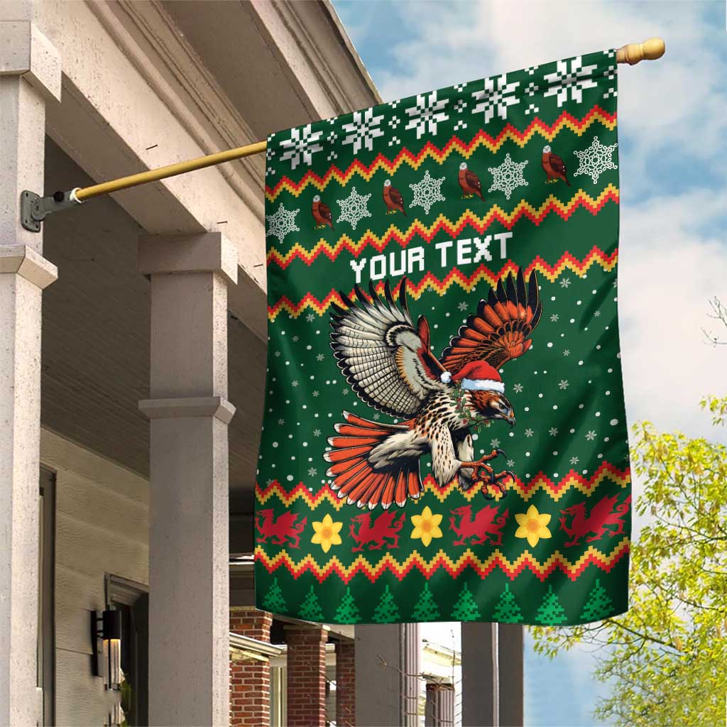 Personalized Radnorshire Wales Christmas Garden Flag Red-Tailed Hawk Design - Wonder Print Shop