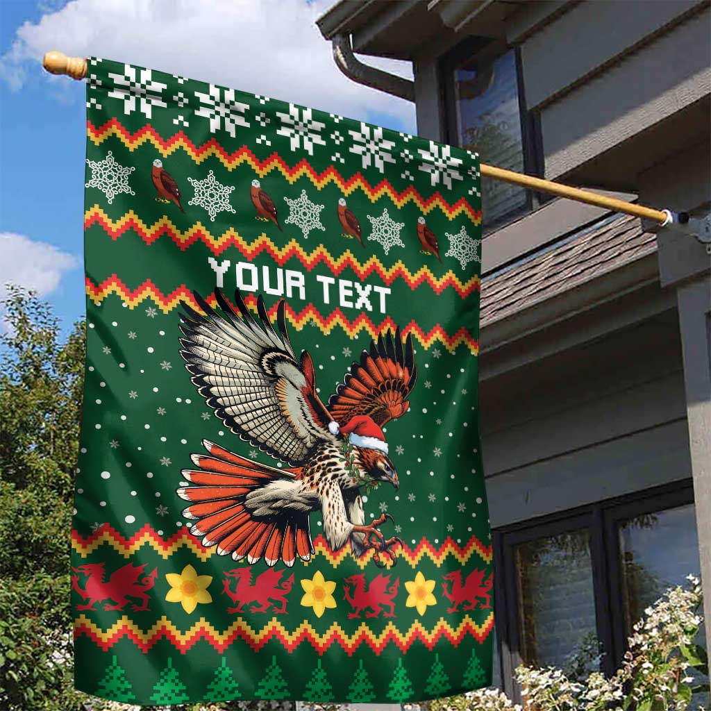 Personalized Radnorshire Wales Christmas Garden Flag Red-Tailed Hawk Design - Wonder Print Shop