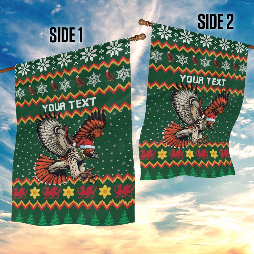Personalized Radnorshire Wales Christmas Garden Flag Red-Tailed Hawk Design - Wonder Print Shop