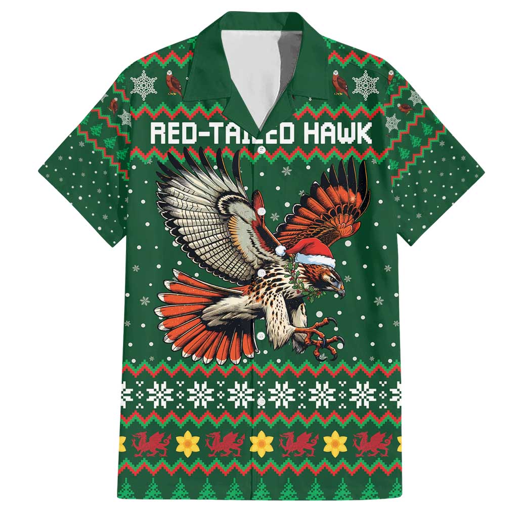Personalized Radnorshire Wales Christmas Hawaiian Shirt Red-Tailed Hawk Design - Wonder Print Shop