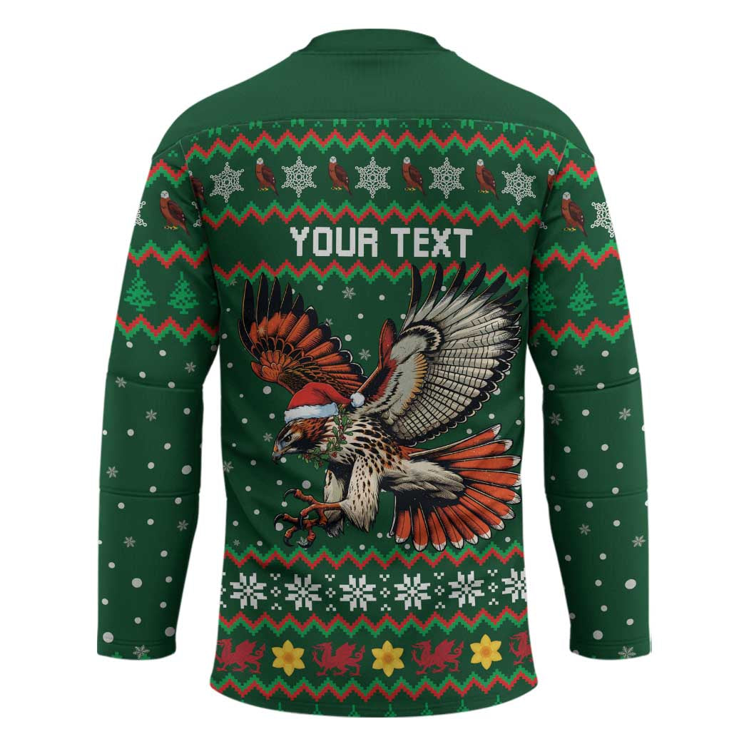 Personalized Radnorshire Wales Christmas Hockey Jersey Red-Tailed Hawk Design - Wonder Print Shop