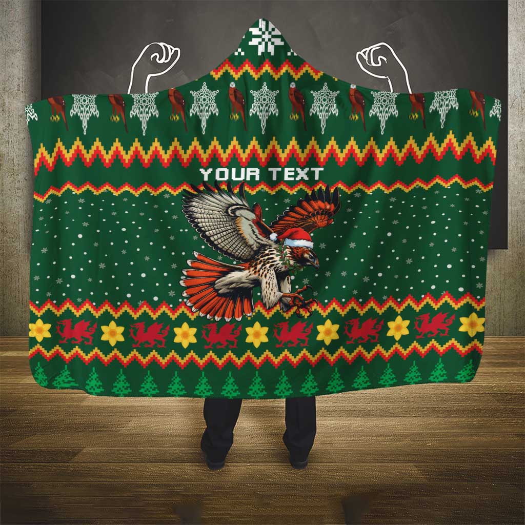 Personalized Radnorshire Wales Christmas Hooded Blanket Red-Tailed Hawk Design - Wonder Print Shop