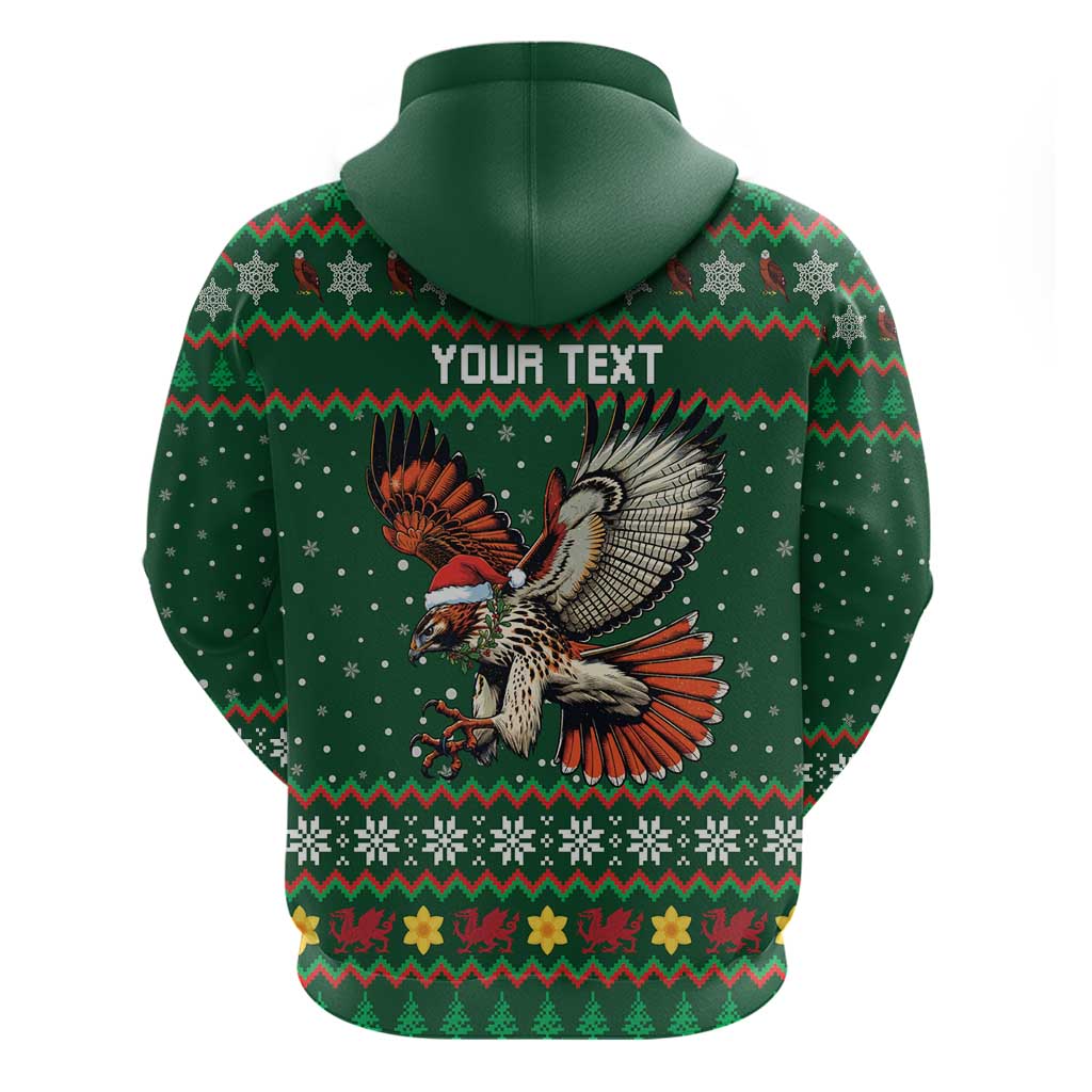 Personalized Radnorshire Wales Christmas Hoodie Red-Tailed Hawk Design - Wonder Print Shop