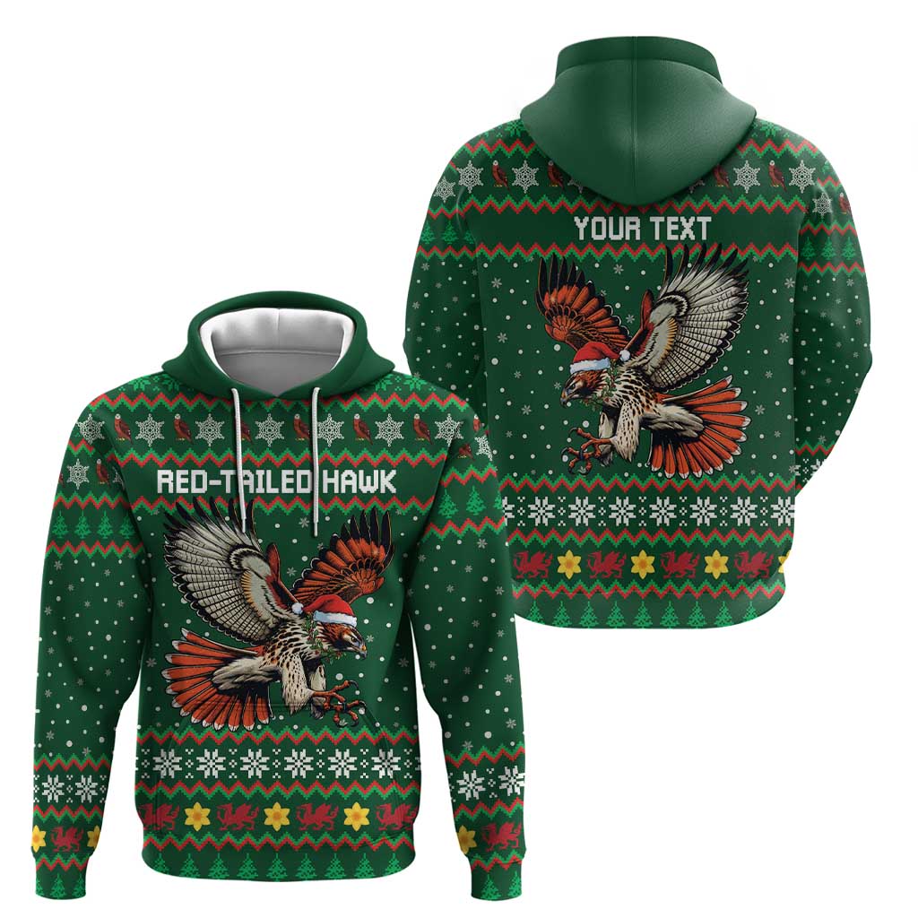 Personalized Radnorshire Wales Christmas Hoodie Red-Tailed Hawk Design - Wonder Print Shop