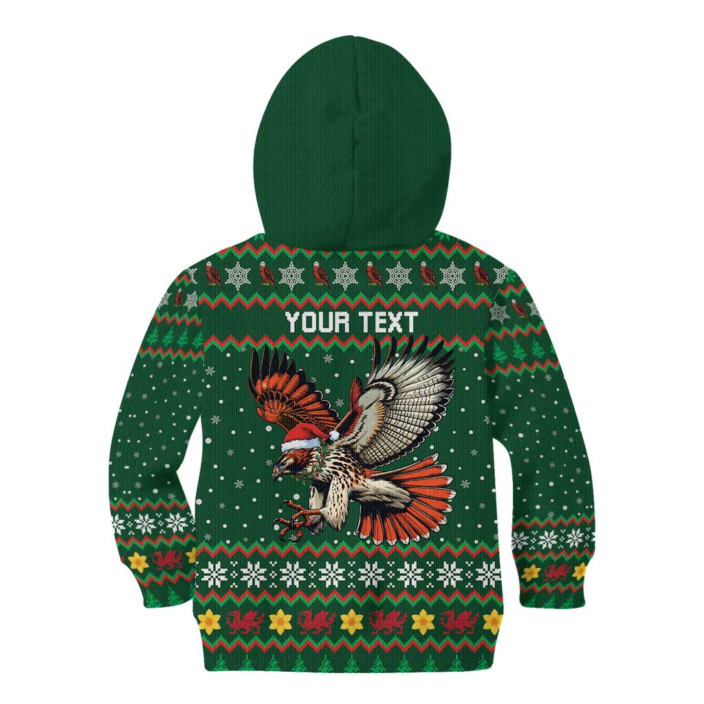 Personalized Radnorshire Wales Christmas Kid Hoodie Red-Tailed Hawk Design - Wonder Print Shop