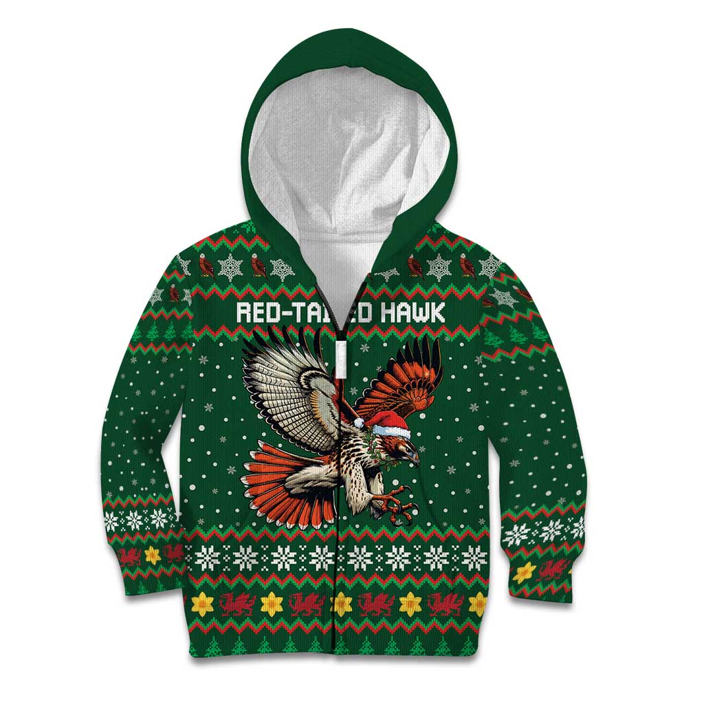 Personalized Radnorshire Wales Christmas Kid Hoodie Red-Tailed Hawk Design - Wonder Print Shop