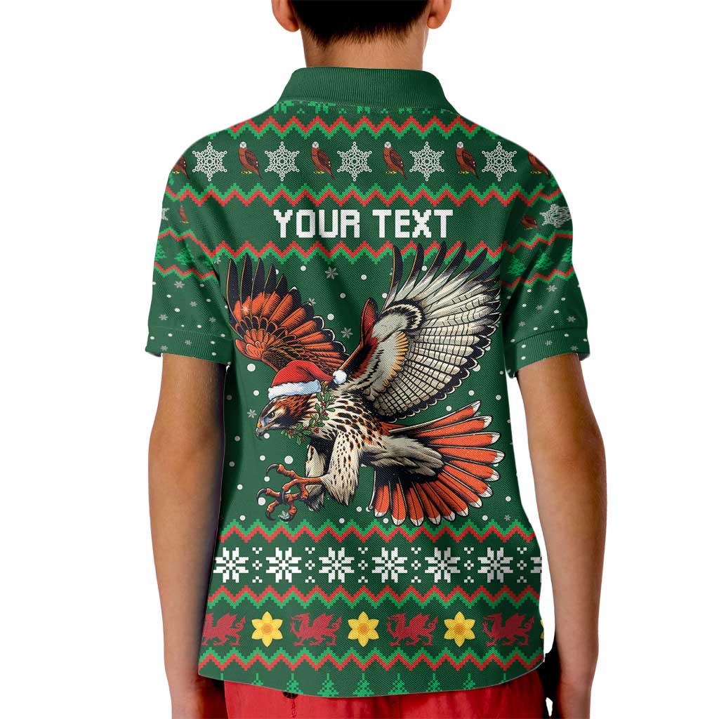 Personalized Radnorshire Wales Christmas Kid Polo Shirt Red-Tailed Hawk Design - Wonder Print Shop