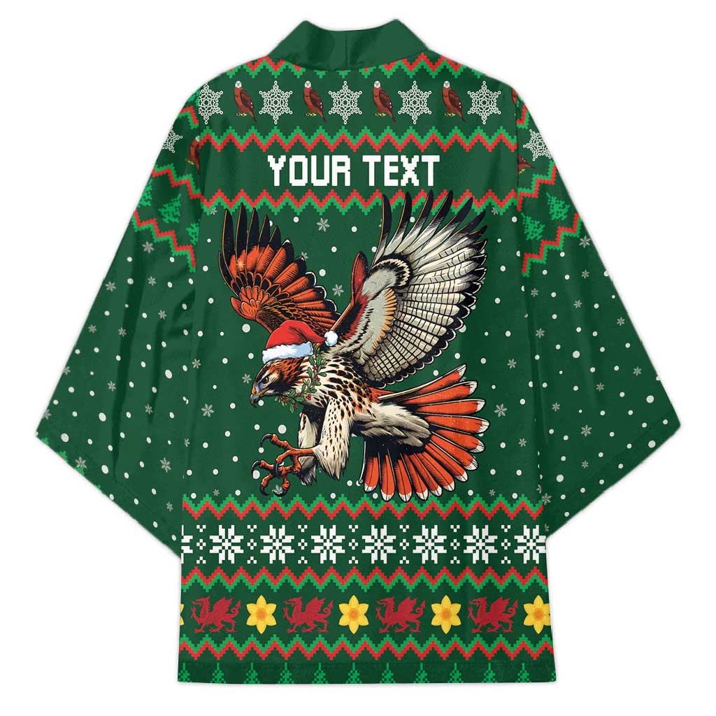 Personalized Radnorshire Wales Christmas Kimono Red-Tailed Hawk Design - Wonder Print Shop