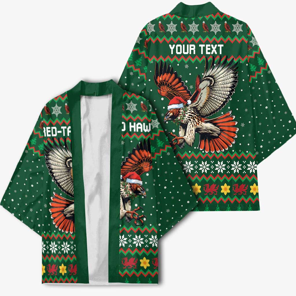 Personalized Radnorshire Wales Christmas Kimono Red-Tailed Hawk Design - Wonder Print Shop